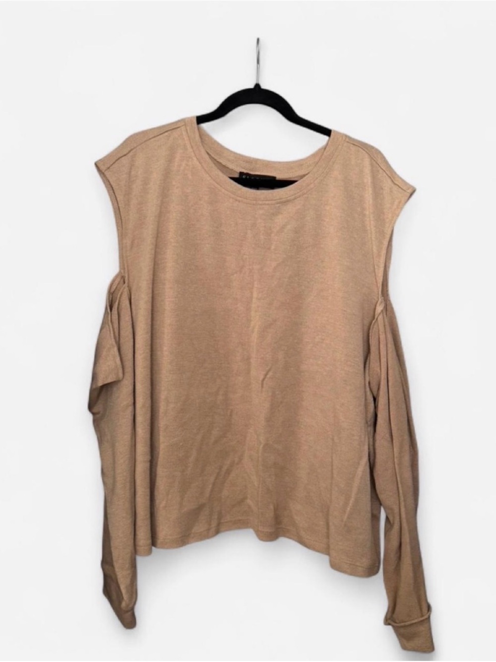 Eloquii Tan Cold-Shoulder Sweatshirt